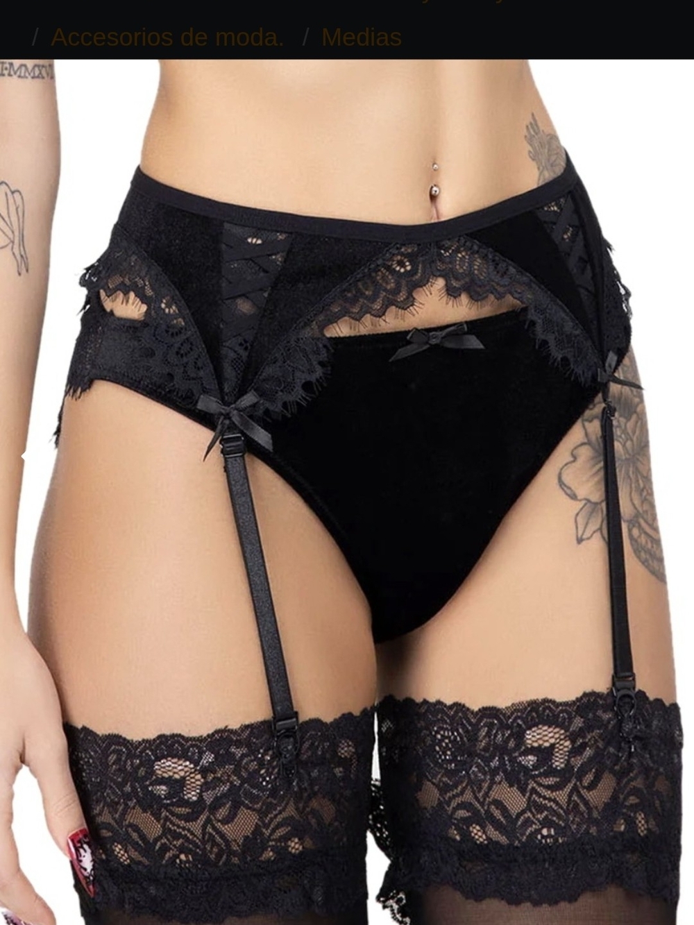 Killstar Black Lace High-Waist Garter Briefs